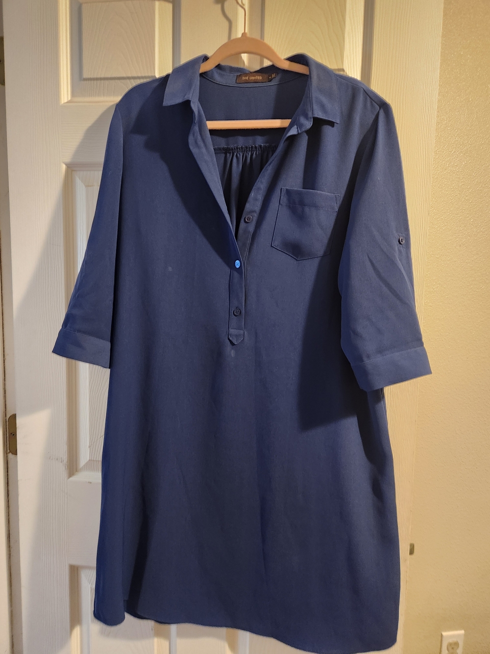 The Limited Navy Button-Front Tunic Shirt